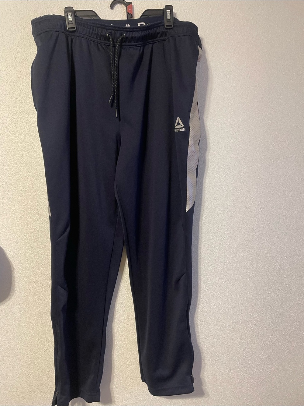 Reebok Men's Navy Joggers with White Side Panels